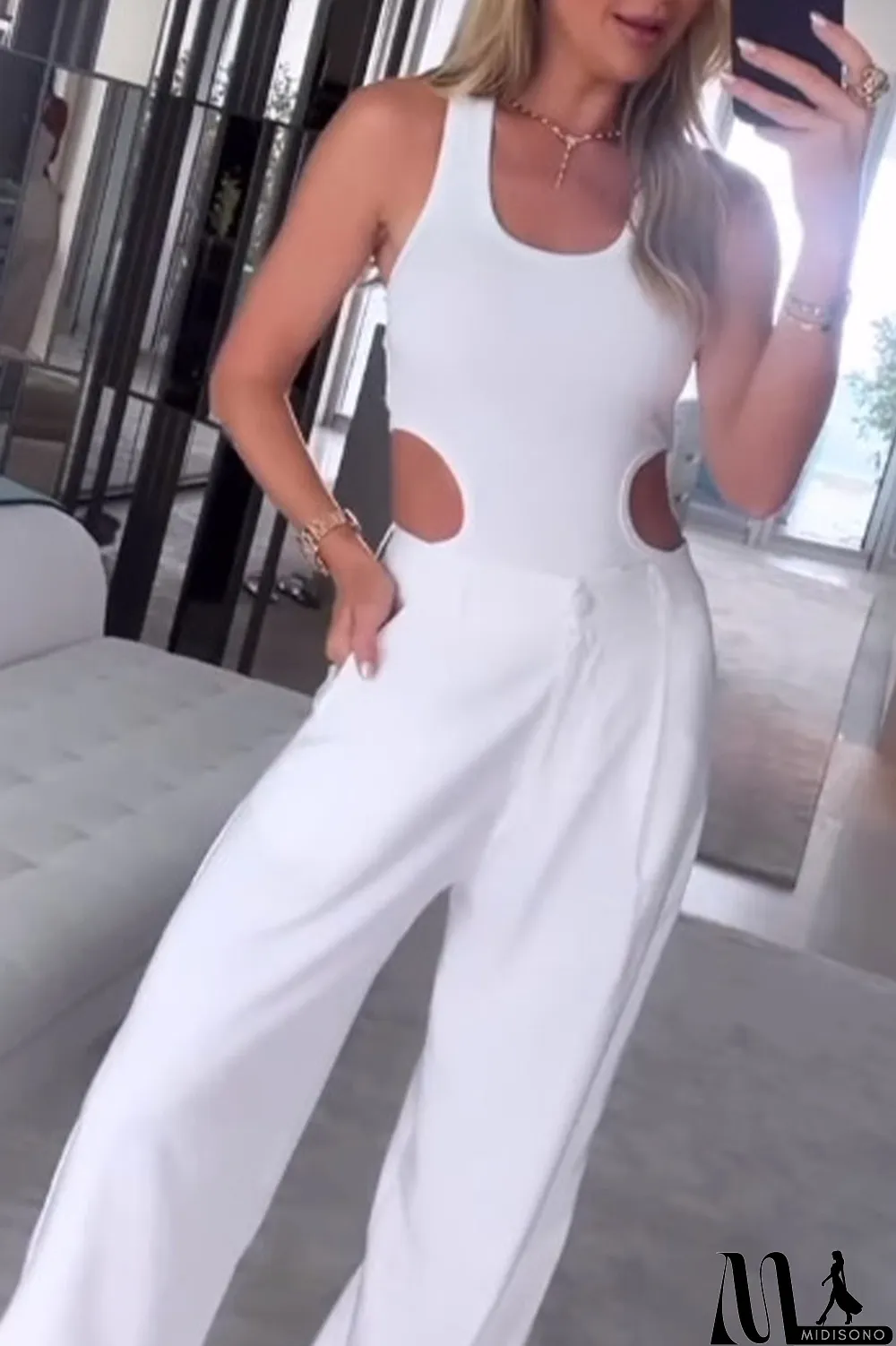 MidiSono - Street Solid U Neck Sleeveless Two Pieces