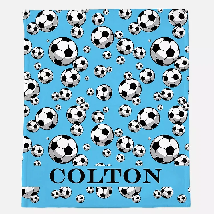 BlanketCute-Personalized Lovely Kid Soccer Blanket with Your Kid's Name | 03