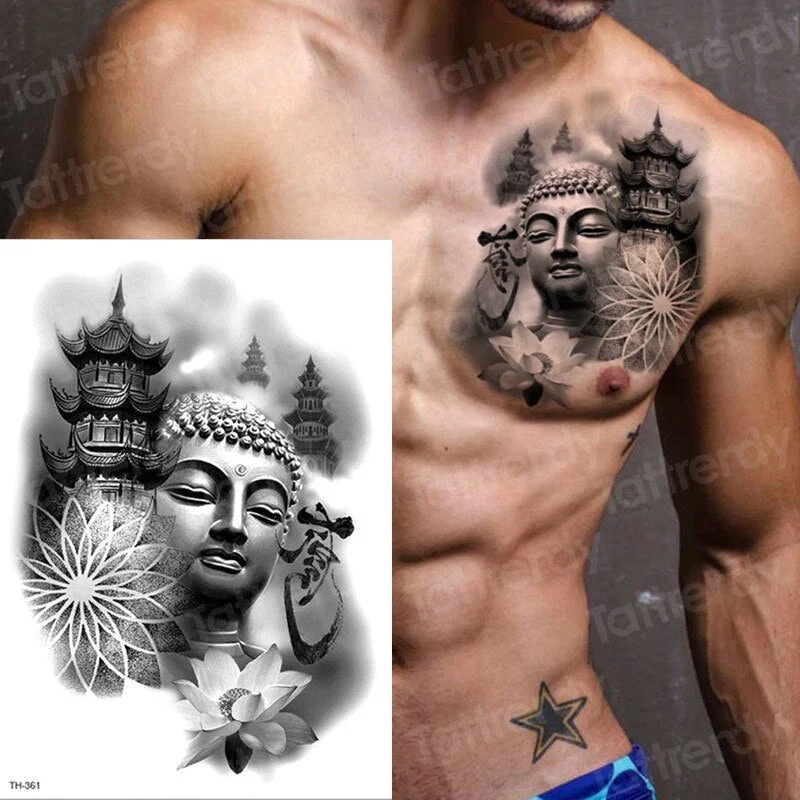 wolf temporary tattoos moon and wolf tattoo arm sleeves for men women body art black big tattoo back chest tatoo waterproof girl