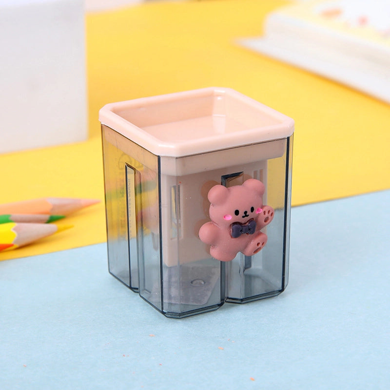 Double Hole Pencil Sharpener/children’s Cute Cartoon Pencil Sharpener Primary School Students Creative Stationery Multifunctional Pencil Sharpener