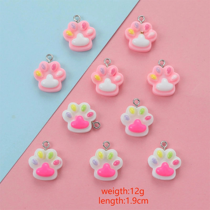10 PCS/Package 19mm Hole Under 1mm Resin Paw Print Pendant