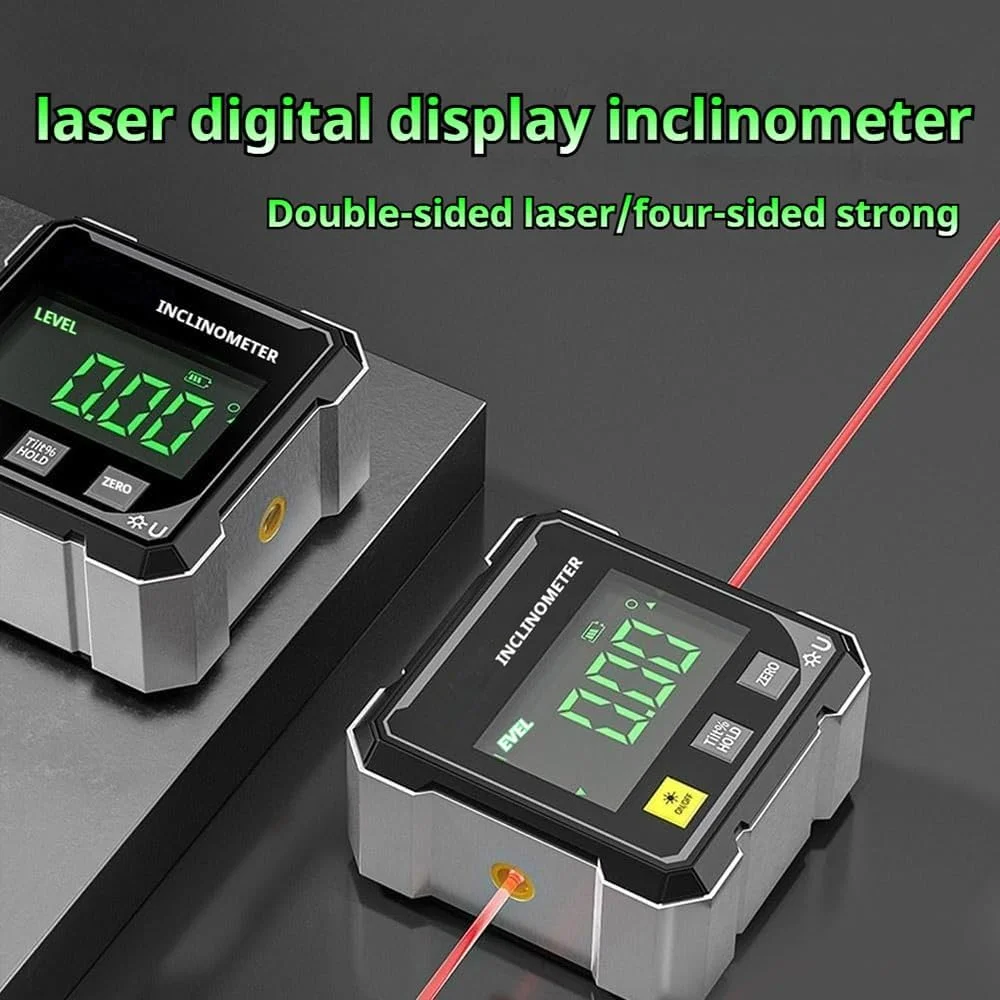 2026 Upgraded 4-Side Magnetic Digital Angle Gauge, Digital Angle Finder Magnetic, Cube Inclinometer with Backlight, Table Saw Miter Protractor, Woodworking Measuring Tool, Level Box for Hanging