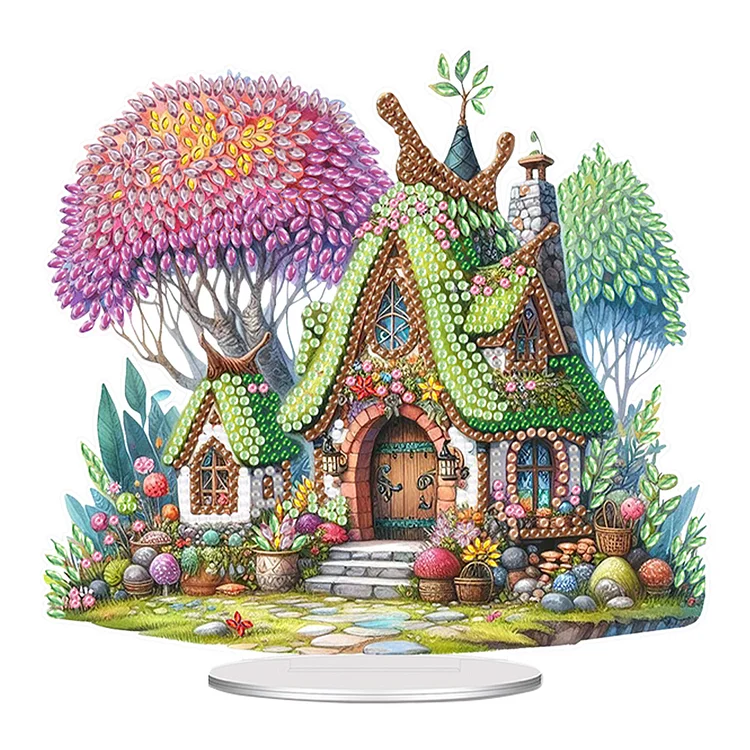 Acrylic Special Shaped Forest Hut Table Top Diamond Painting Ornament Art Kits