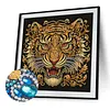Ornate Golden Tiger Face Special Shaped 5D DIY Partial Drill Diamond Painting Kits for Adults Beginners Home Decor Diamonds Dots Gem Art Kits 11.81 X11.81inch