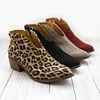 Women Spring Ankle Boots Sexy Leopard Casual Plus Size Shoes