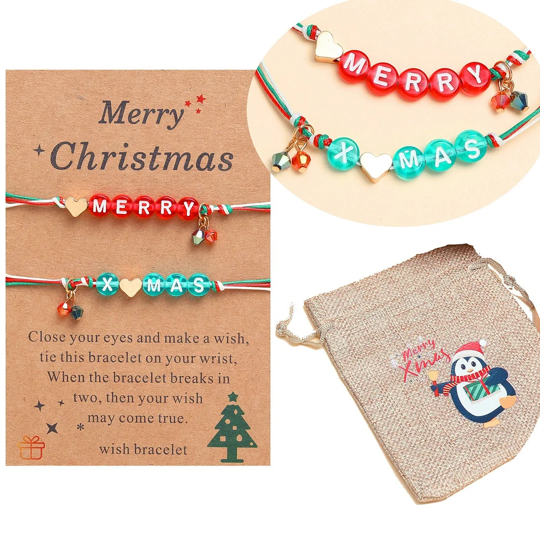 Christmas Beading Adjustable Bracelet with card