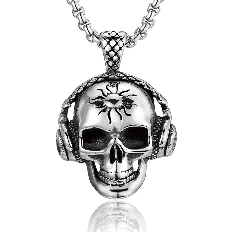 Hip-hop Stainless Steel Jewelry- Skull Pendant Necklace