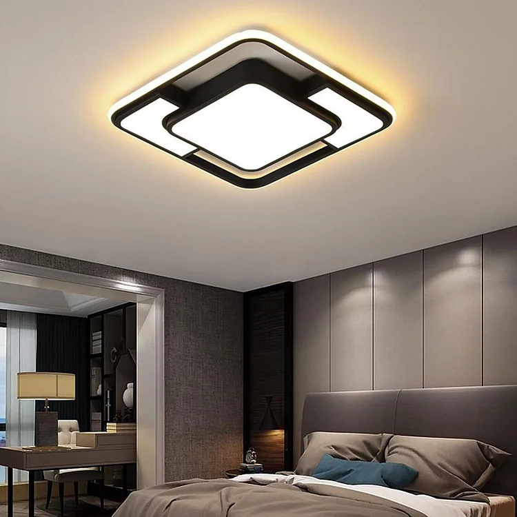 Overlapping Squares Metal Flush Mounted Lights Geometrical LED Ceiling Light - Appledas