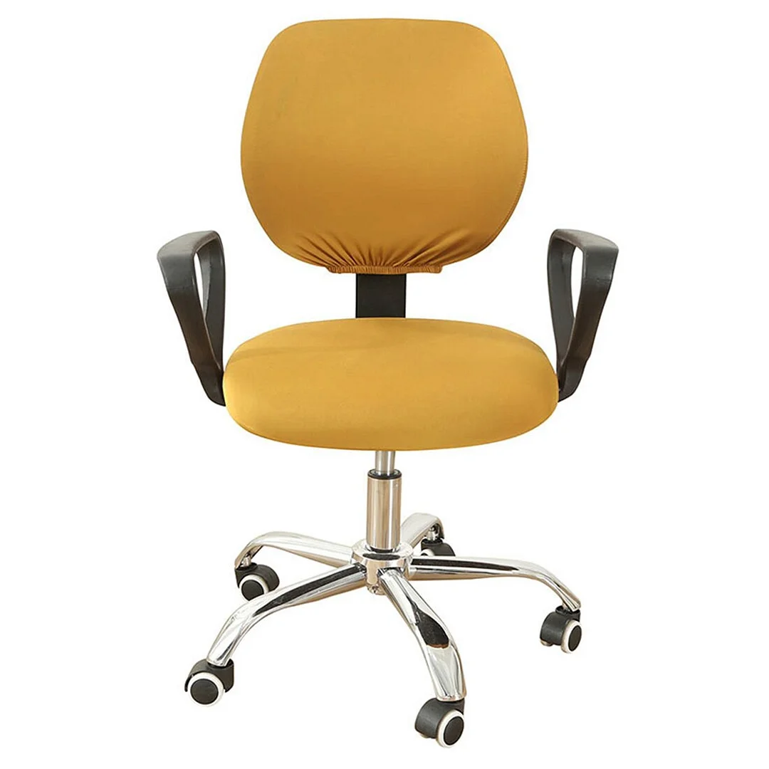2-piece Split Office Chair Covers Elastic Stretch Computer Chair Covers Universal Solid color Seat Cover Office Chair Dustcover