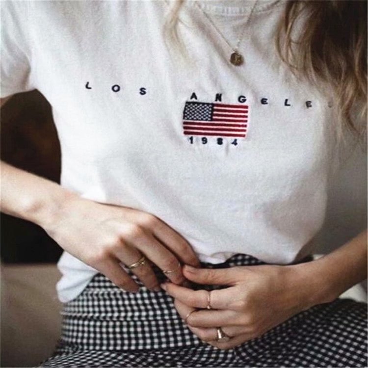 College USA Flag Tee Shirt For Teens
