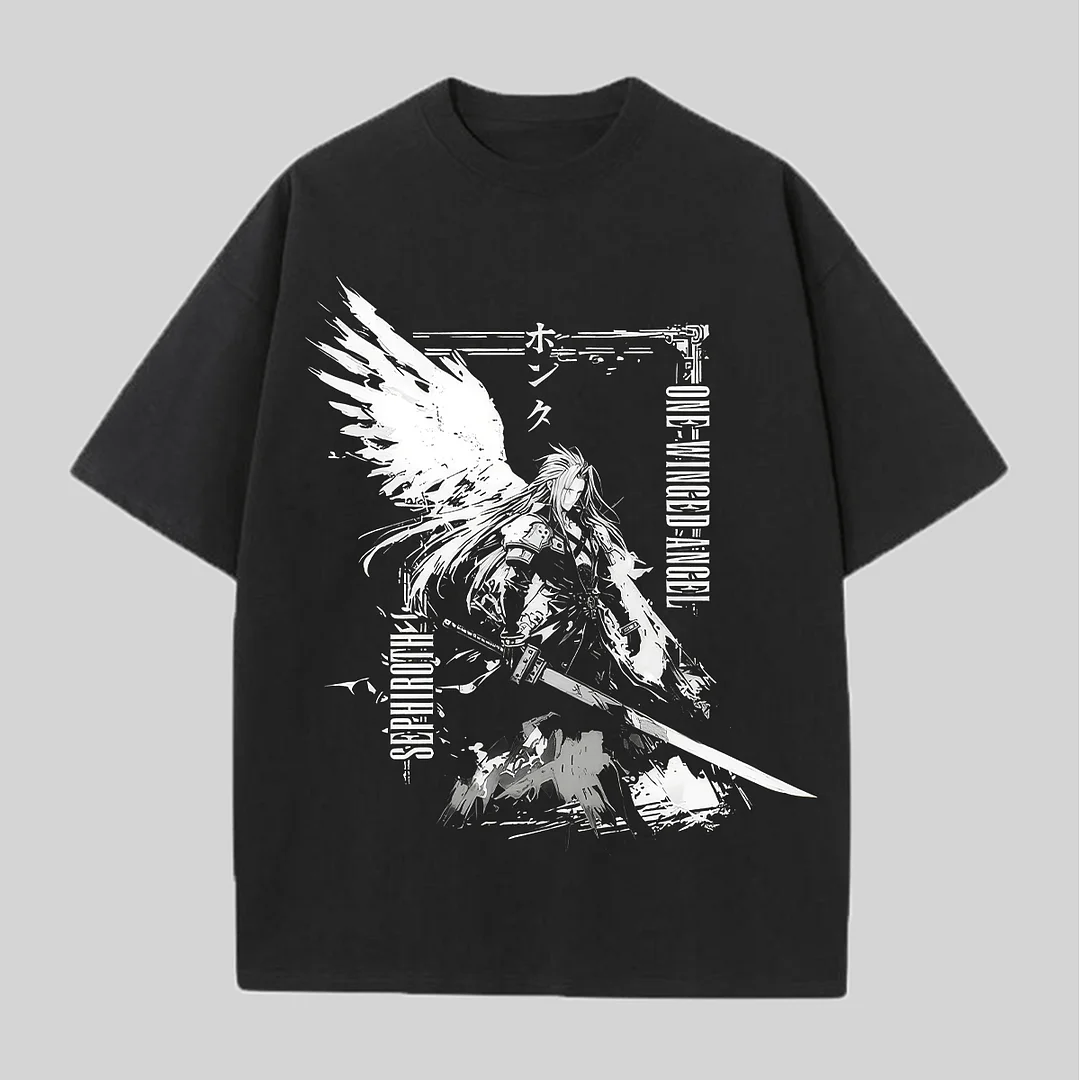 One-Winged Angel Printed Oversized Unisex T-shirts