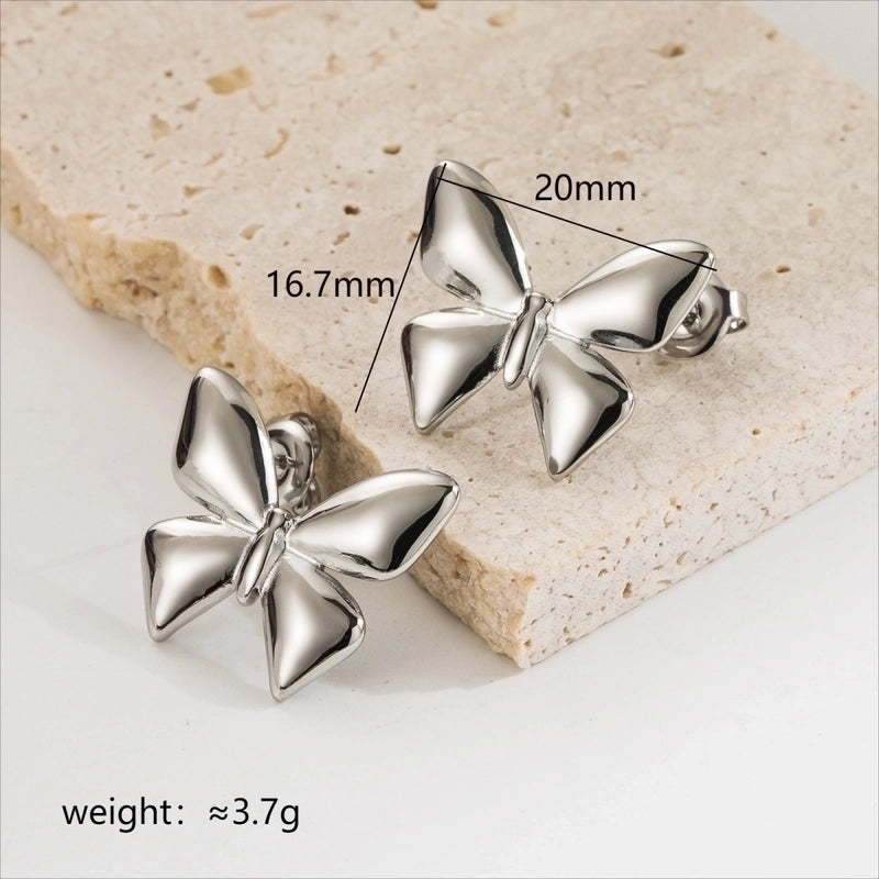 1 Pair Minimalist Butterfly 304 Stainless Steel 18K Gold Plated Ear Studs