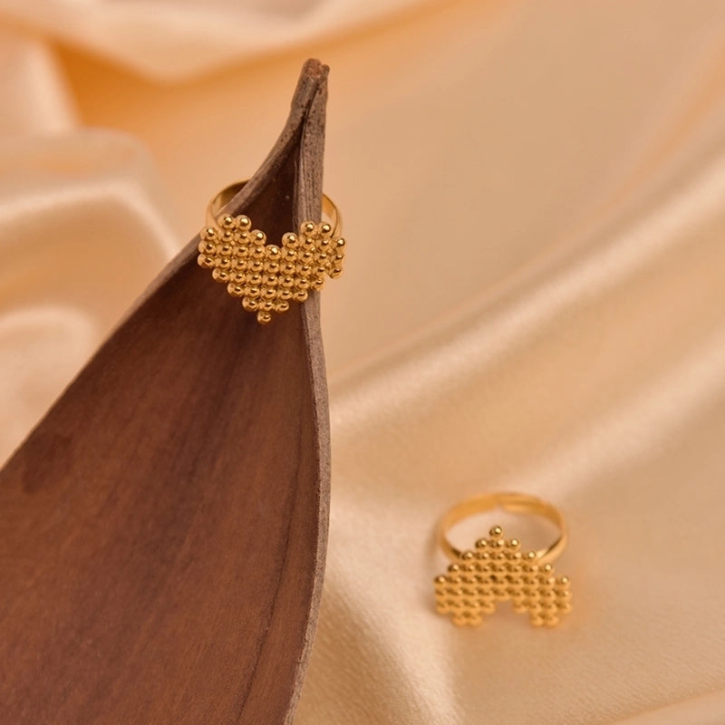 Sweet Minimalist Heart Shape 304 Stainless Steel 14K Gold Plated Plating Open Rings