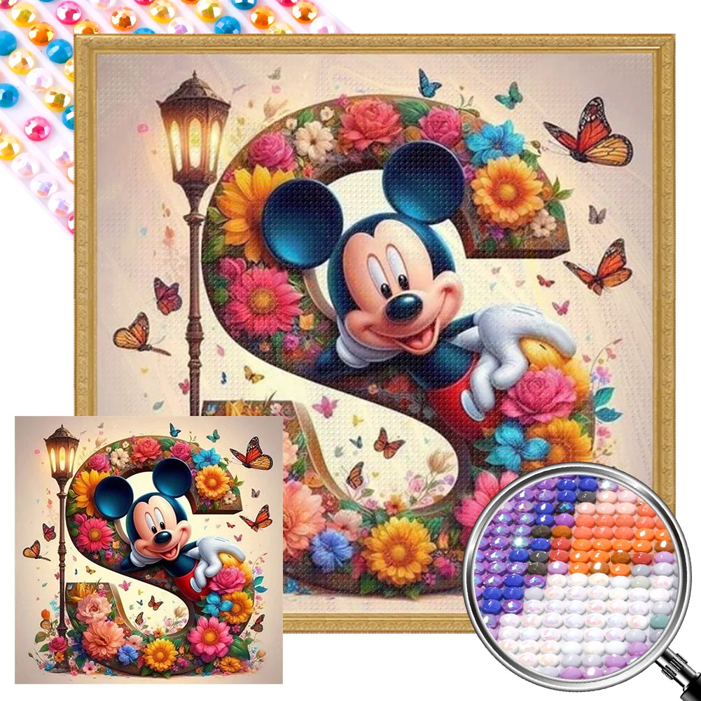 Partial AB Diamond Painting - Full Round Drill - Mickey Minnie Letters(Canvas|35*35cm)