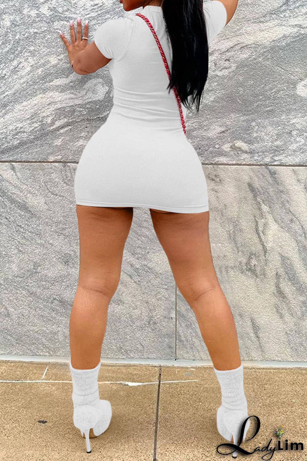 Water Blue Casual Print Basic O Neck Short Sleeve Dress