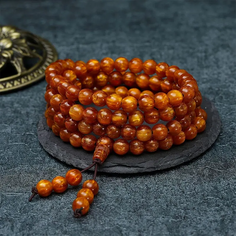 108 Beads Golden Sea Willow Mala Prosperity Necklace Bracelet
