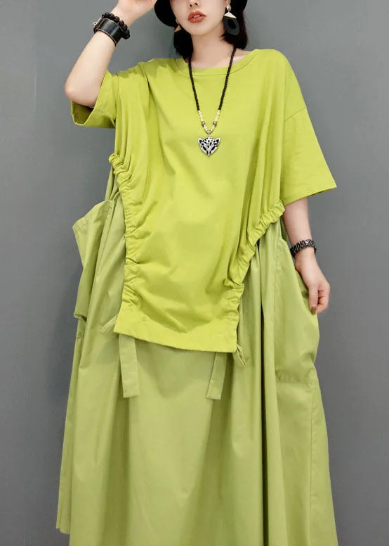 Patchwork Short Sleeve Dress with Pockets main image 1