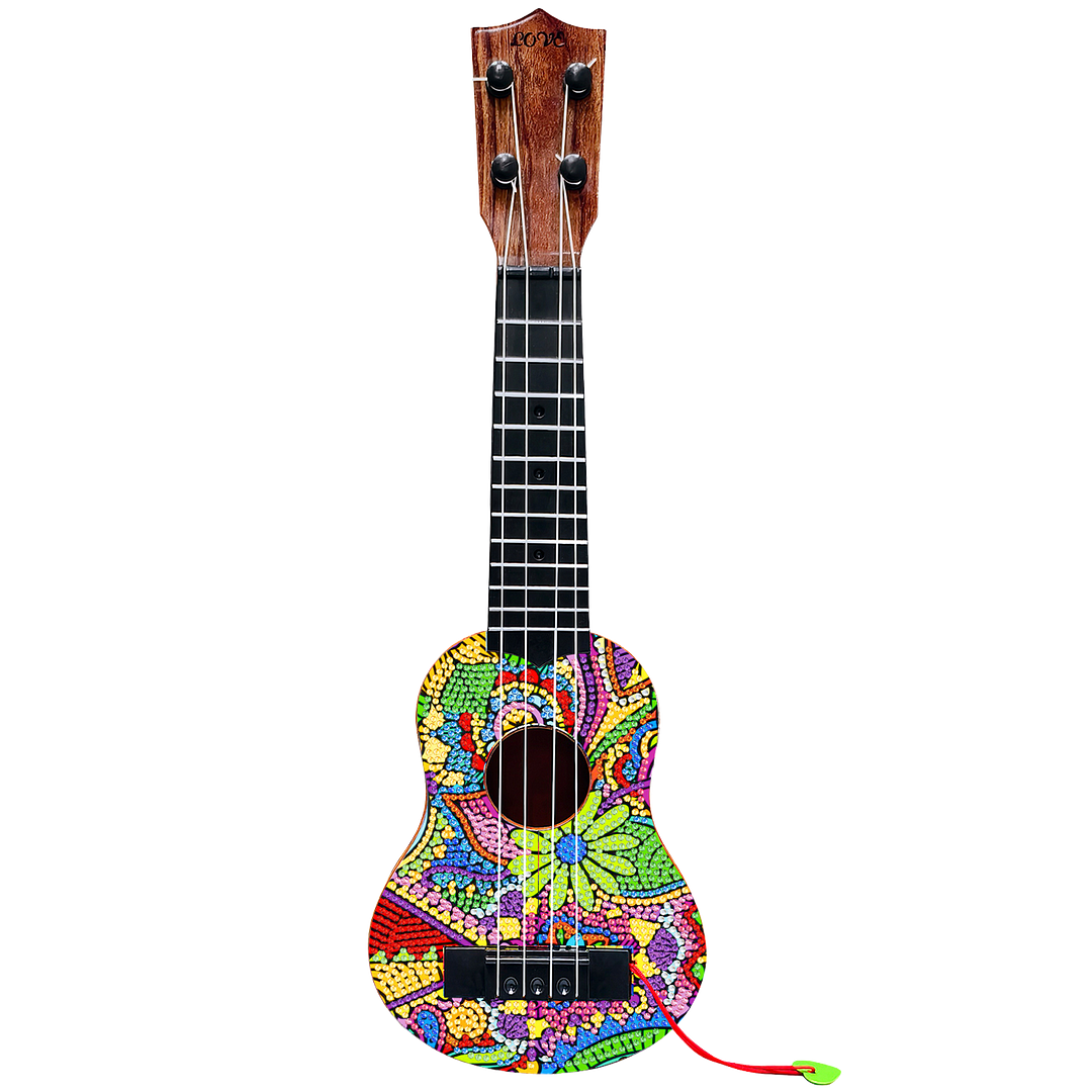 DIY Wooden Guitar Diamond Art Ornament Unique Gifts for Musicians (Flowerbed)