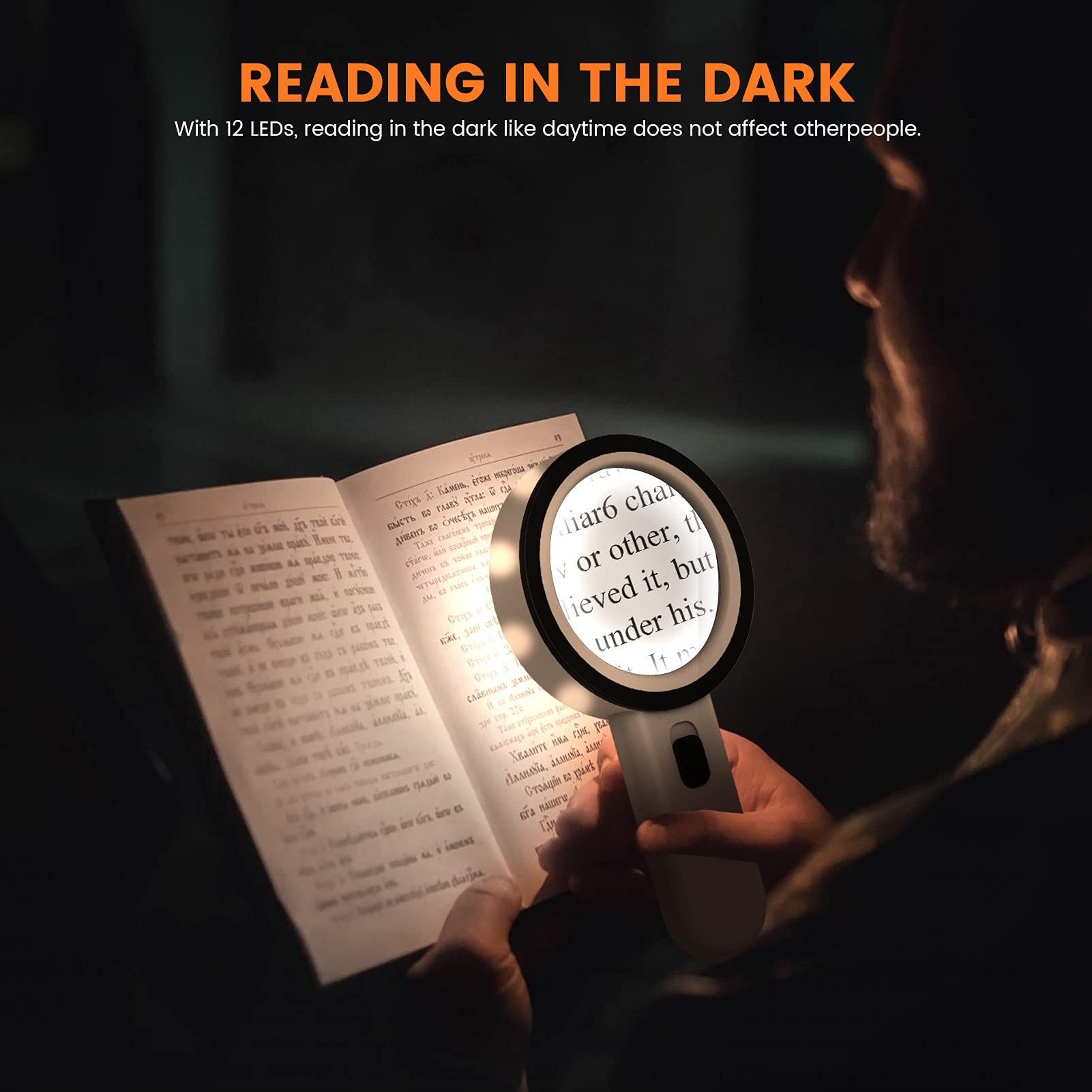 Likron Watches Illuminated Handheld Magnifier with 12 LED Lights High Magnification Reading Aid for Seniors