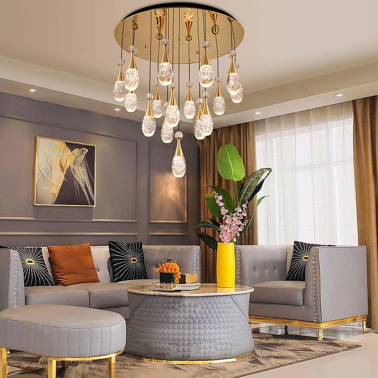 Crystal Teardrop Chandelier Staircase Living Room Chandelier Vjlight