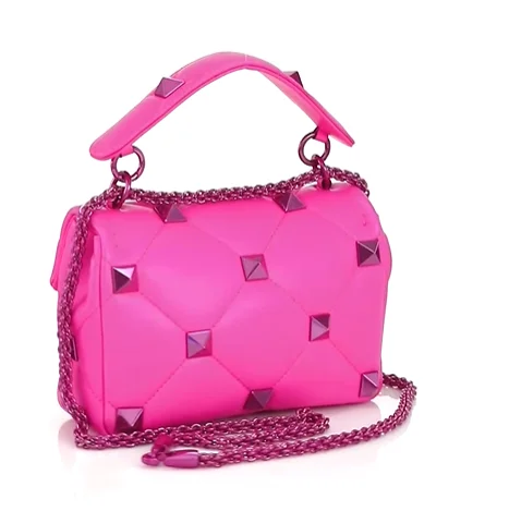 Valentino Garavani Medium Roman Stud Leather Shoulder Bag PINK