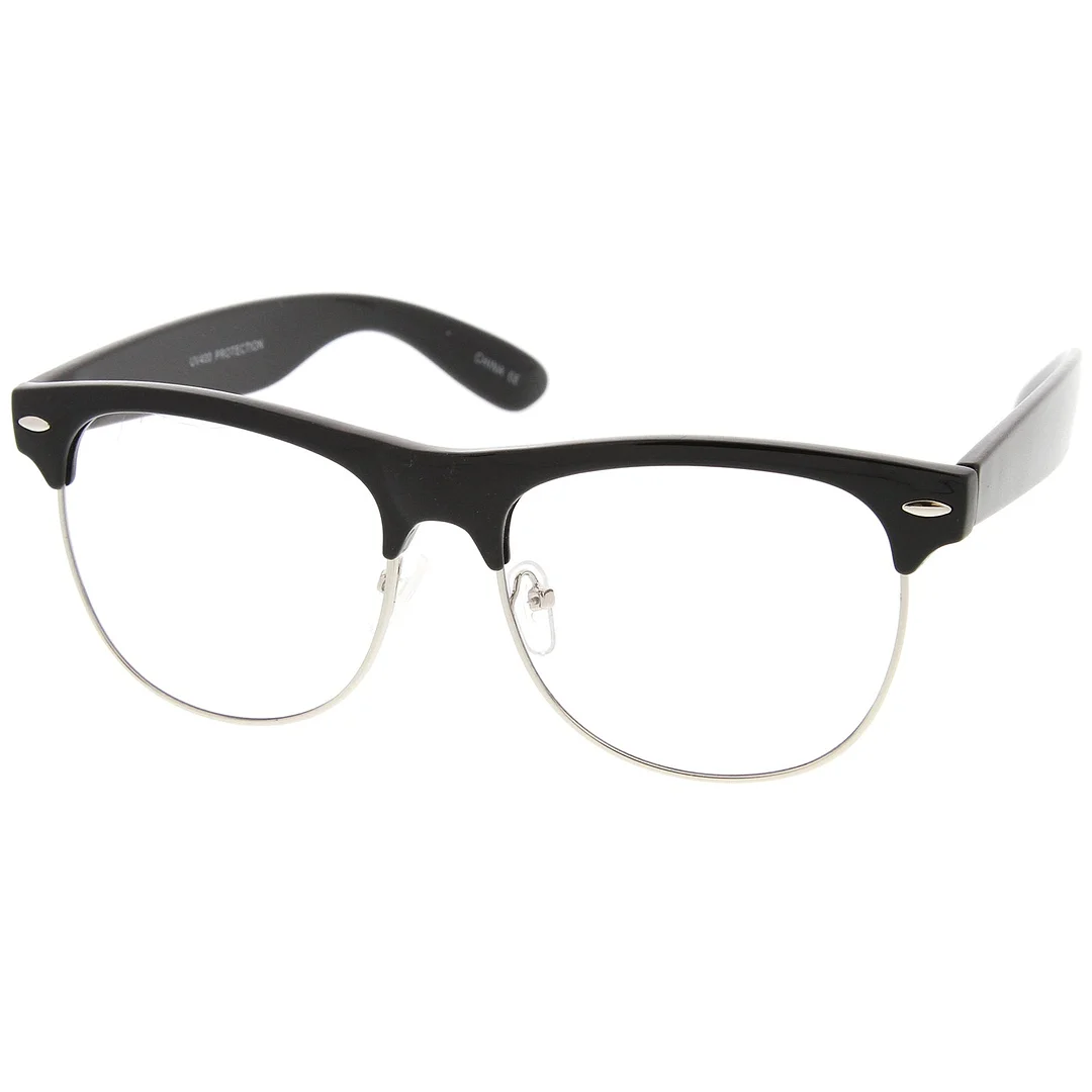 Classic Horn Rimmed Clear Lens Half Frame Glasses 56mm