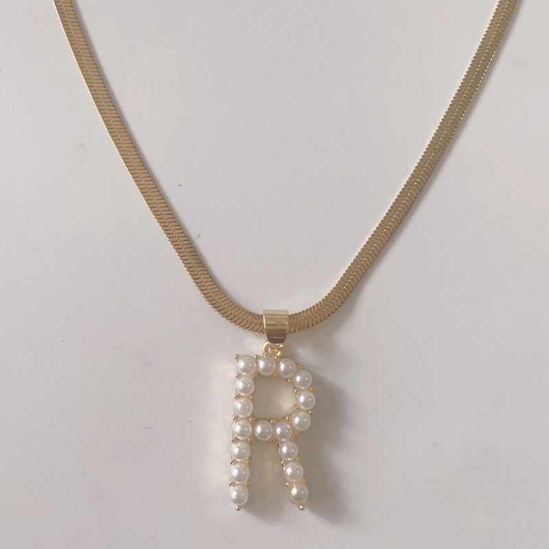 Elegant Luxurious Classic Style Letter Copper 14k Gold Plated Artificial Pearls Pendant Necklace In Bulk