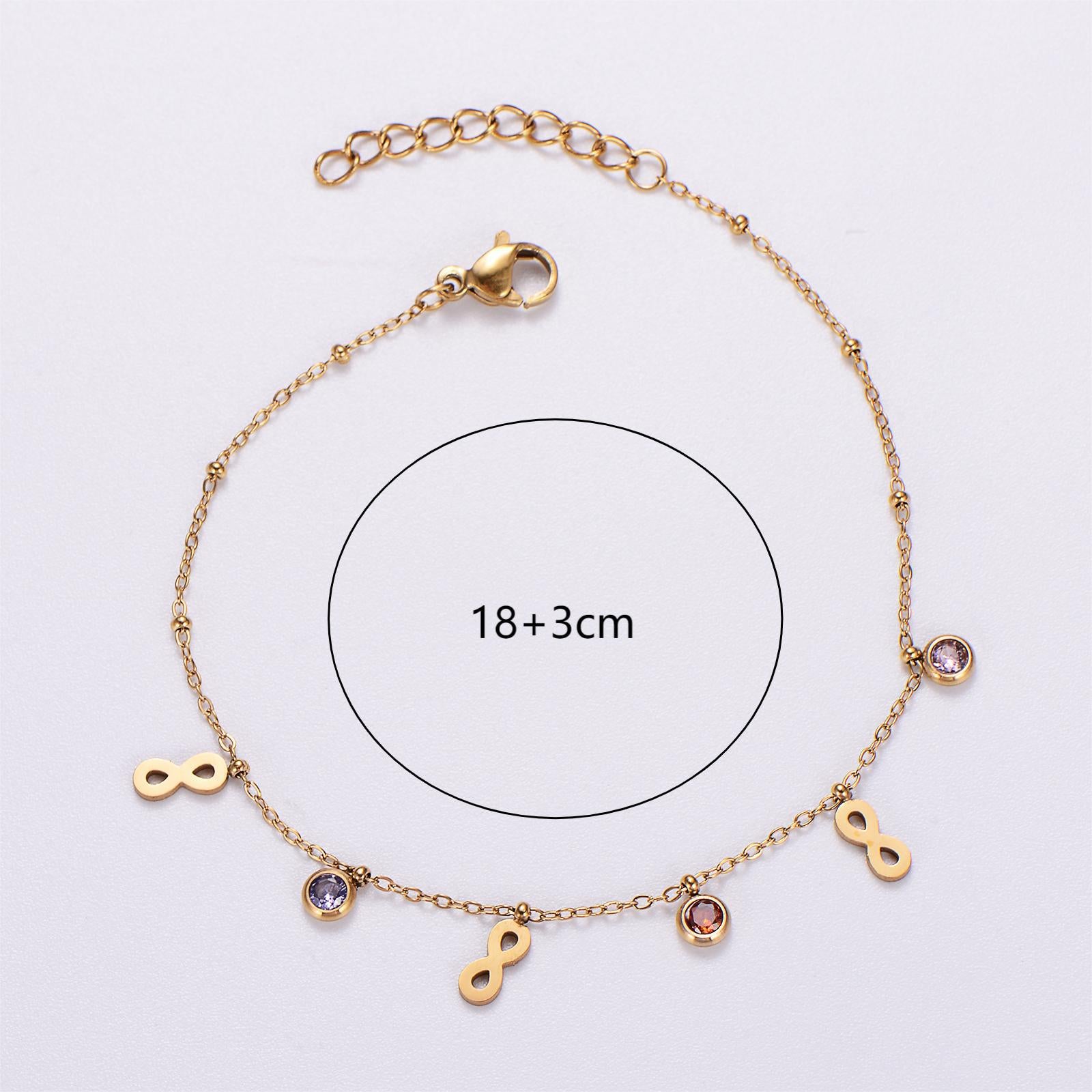 6 Pcs Women Minimalist Stripe Circle Round Animal Text Letter Chinese Zodiac Number Stainless Steel Electroplating Bracelets