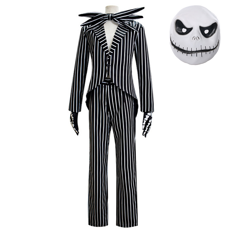 The Nightmare Before Christmas Jack Skellington Black Cosplay Costume Outfits Halloween Carnival Suit