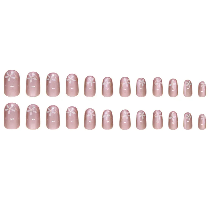 Churchf Churchf Flowers Wear Light Nails Nail Patch Wear Nail Ins Wind Fine Flash 24 Pieces