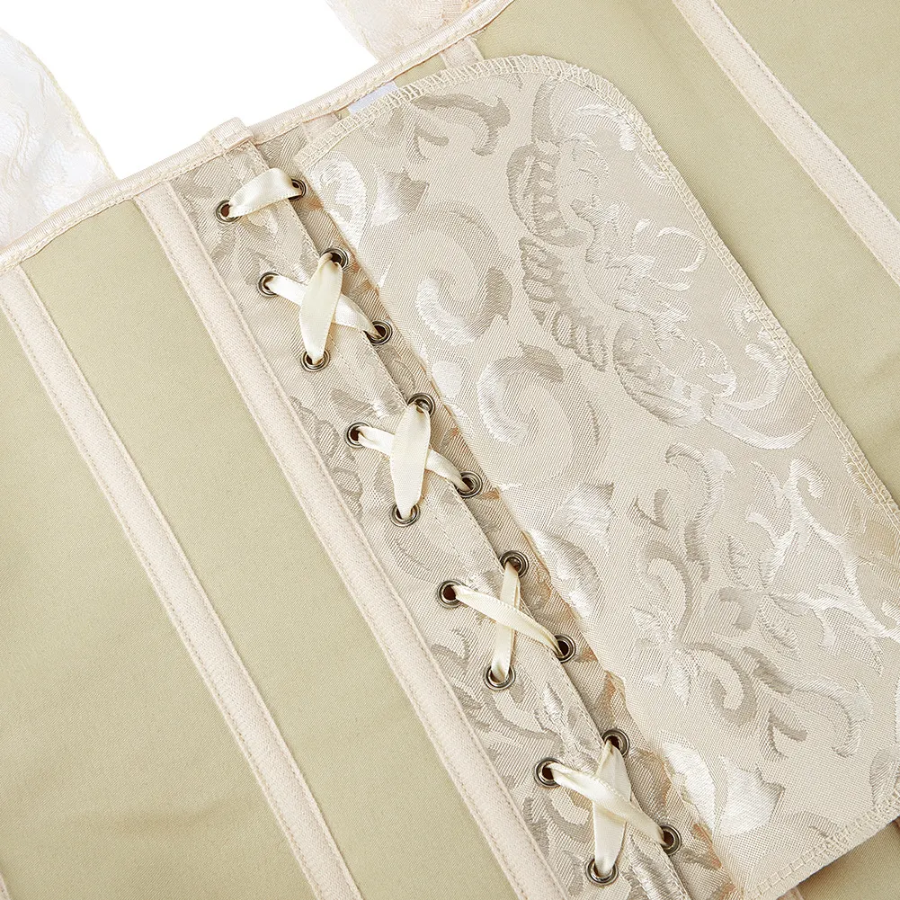 Jacquard Print Lace-up Corset Tube Top