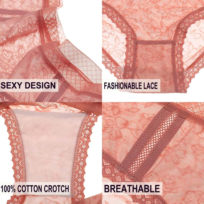 3PCS/Set Lace Panties Sexy Underwear Women's Panties Female Underpants  Floral Briefs For Woman Low-Rise Pantys Intimates M L XL
