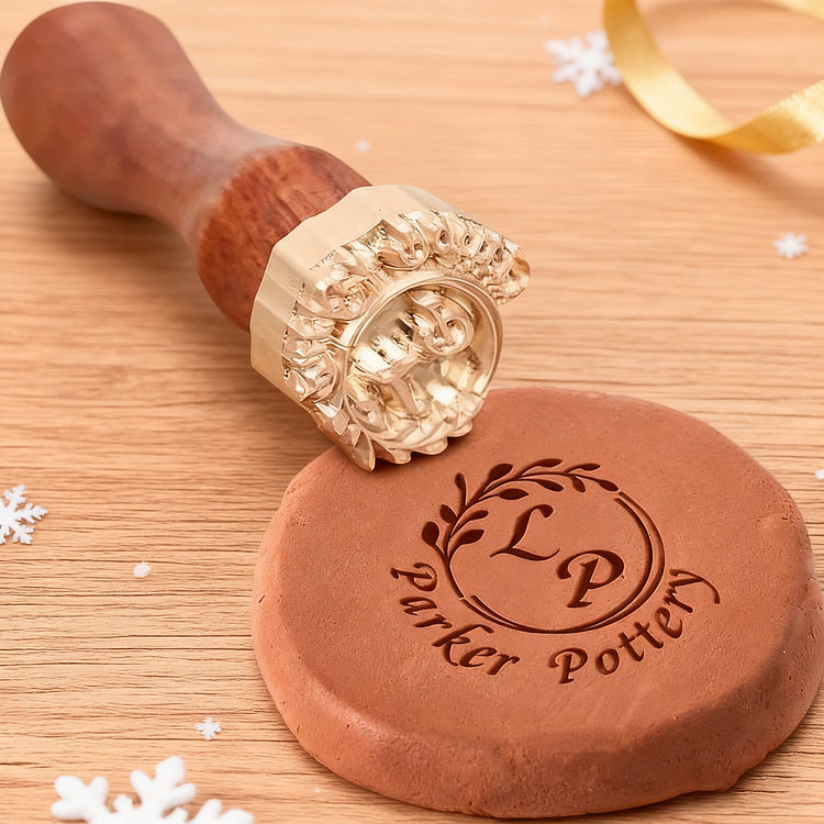 Custom Pottery Stamp for Clay Christmas Gift Personalized Logo Clay Stamp with Your Design, Letter Ceramic Stamps for Pottery Clay to Create Unique Imprints, Clay Potters Lovers Gifts, Polymer Clay Tools 