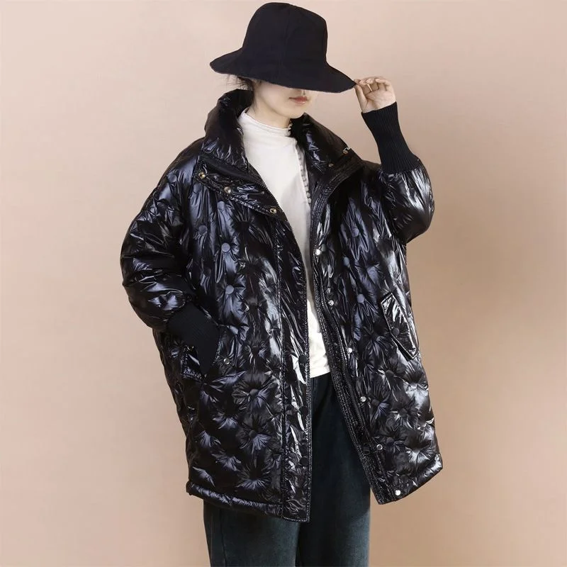 women jacket down padded jacket mid-length loose large size stand-up collar casual thick padded jacket 2021 new winter coat