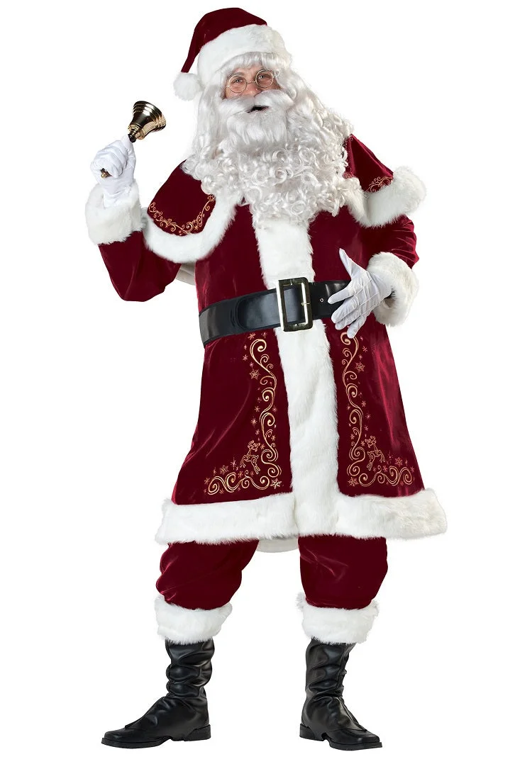 High Quality 10pcs Santa Suit Plus Size Mens Christmas Costume-elleschic