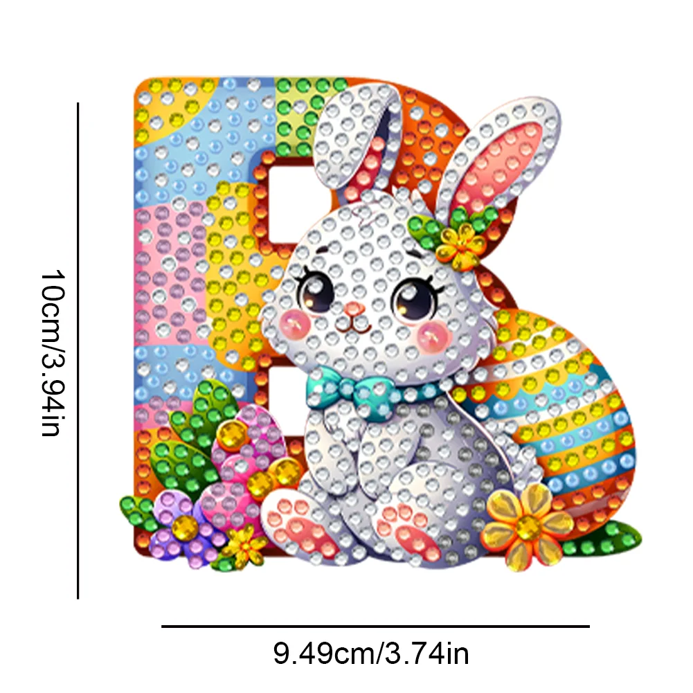 DIY PET Double Sided Special Shaped Easter Alphabet B Diamond Painting Keychain