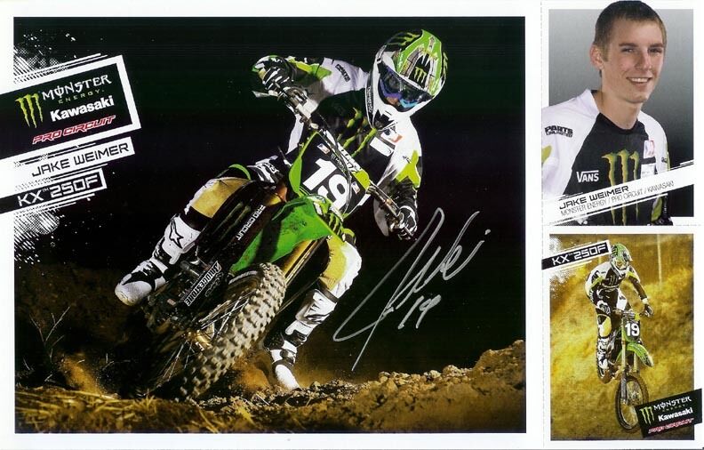 JAKE WEIMER*SIGNED*AUTOGRAPHED*Photo Poster painting CARD*KAWASAKI*MONSTER ENERGY*SUPERCROSS*COA