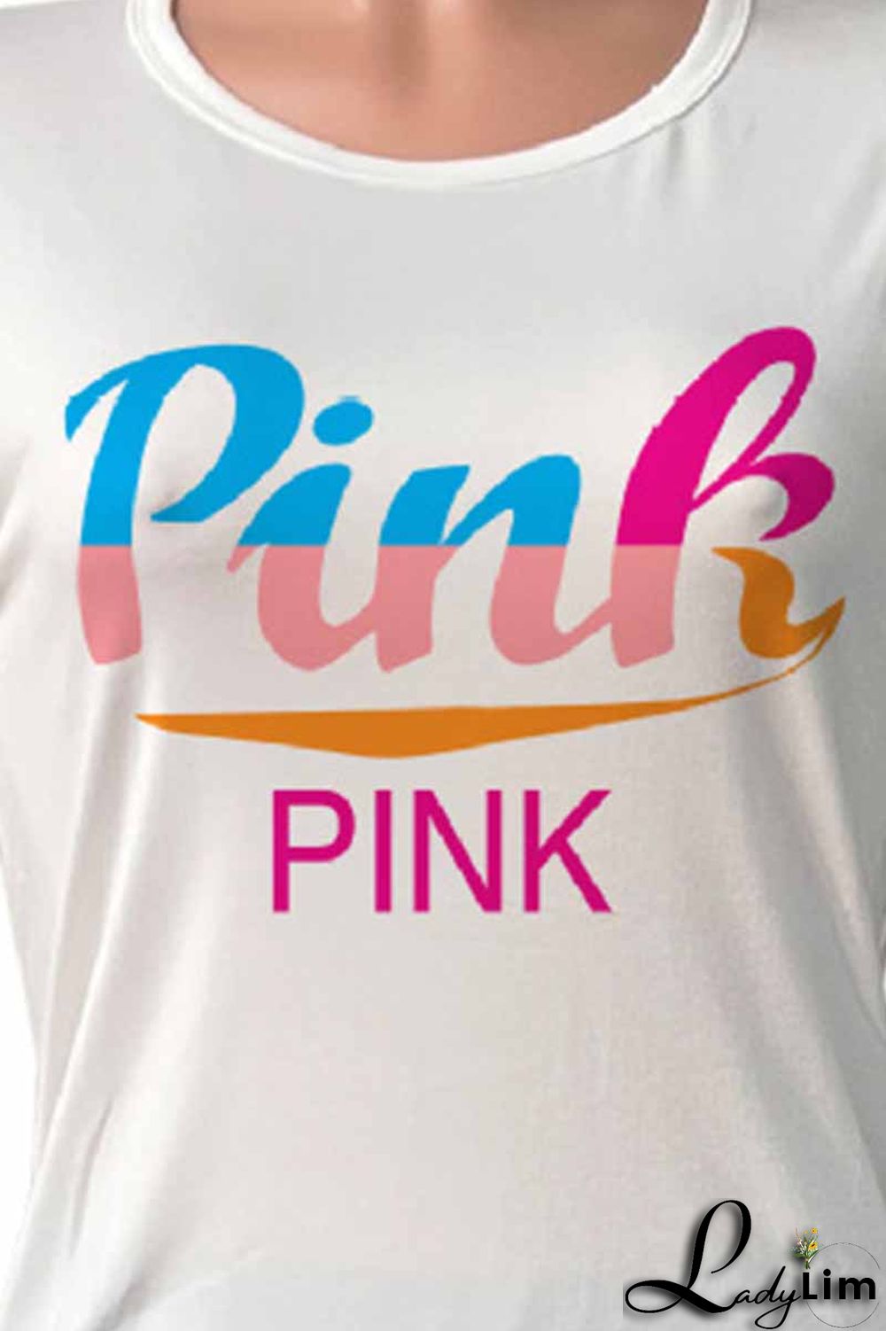 Pink Casual Print Letter O Neck Short Sleeve Two Pieces