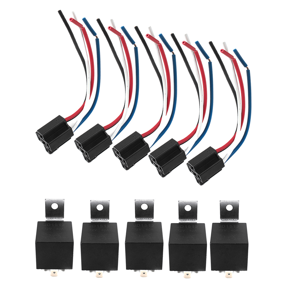 

5x Waterproof Automotive Relay 12V DC 40A 4-Pin Car Relay + 5x Relay Socket, 501 Original