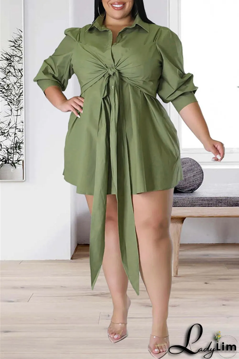 White Fashion Casual Solid Patchwork Turndown Collar Shirt Dress Plus Size Dresses