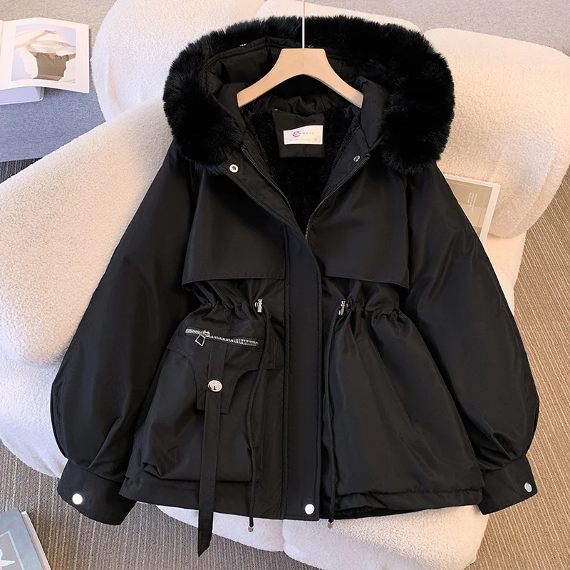 Toloer Short Style To Overcome The Female 2024 Winter New Korean Version Of Down Cotton Suit Thick And Velvet Large Size Warm Coat-Outfit Ideas