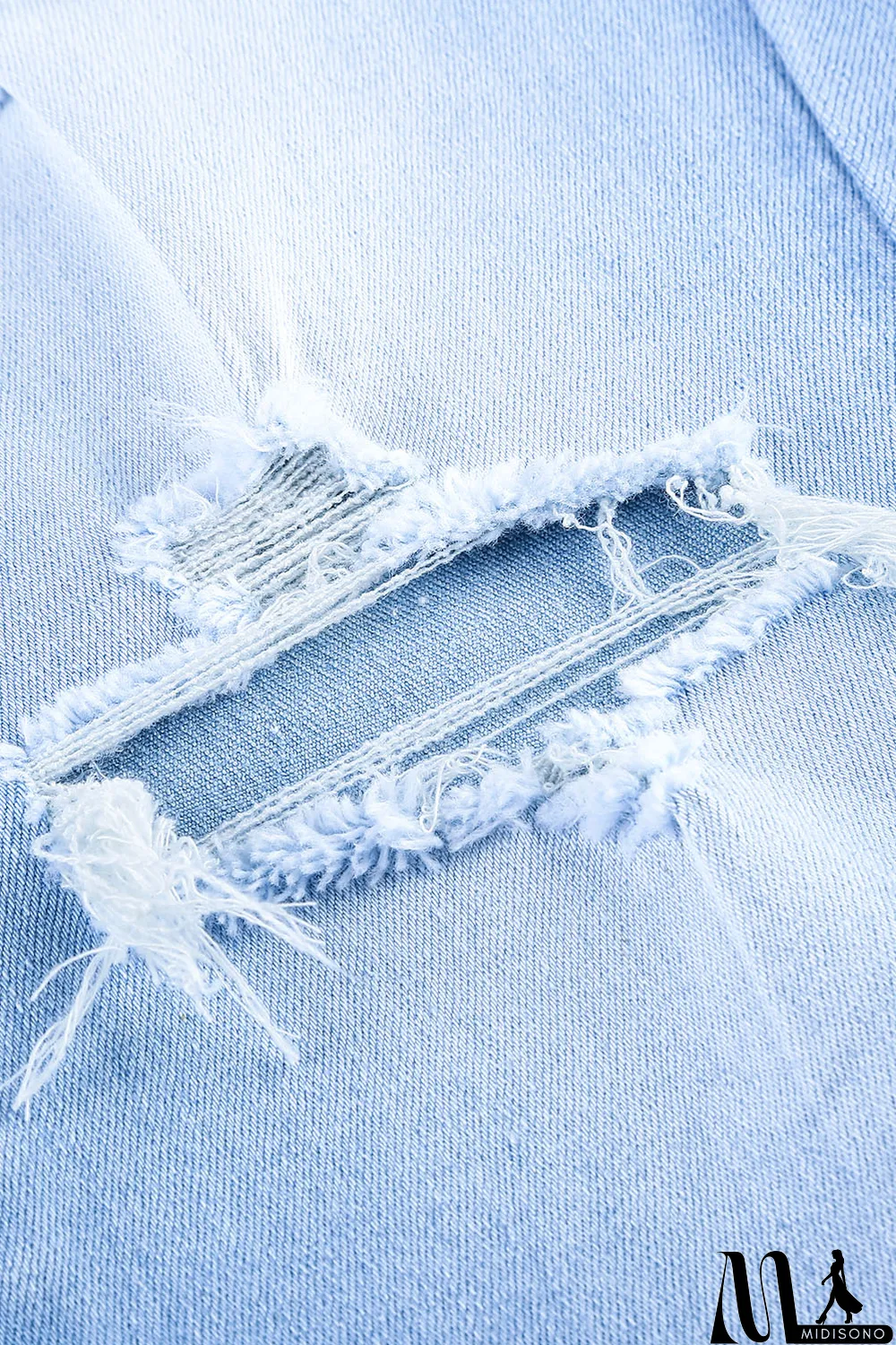 MidiSono - Blank Apparel - Light Blue Washed Ripped Jeans