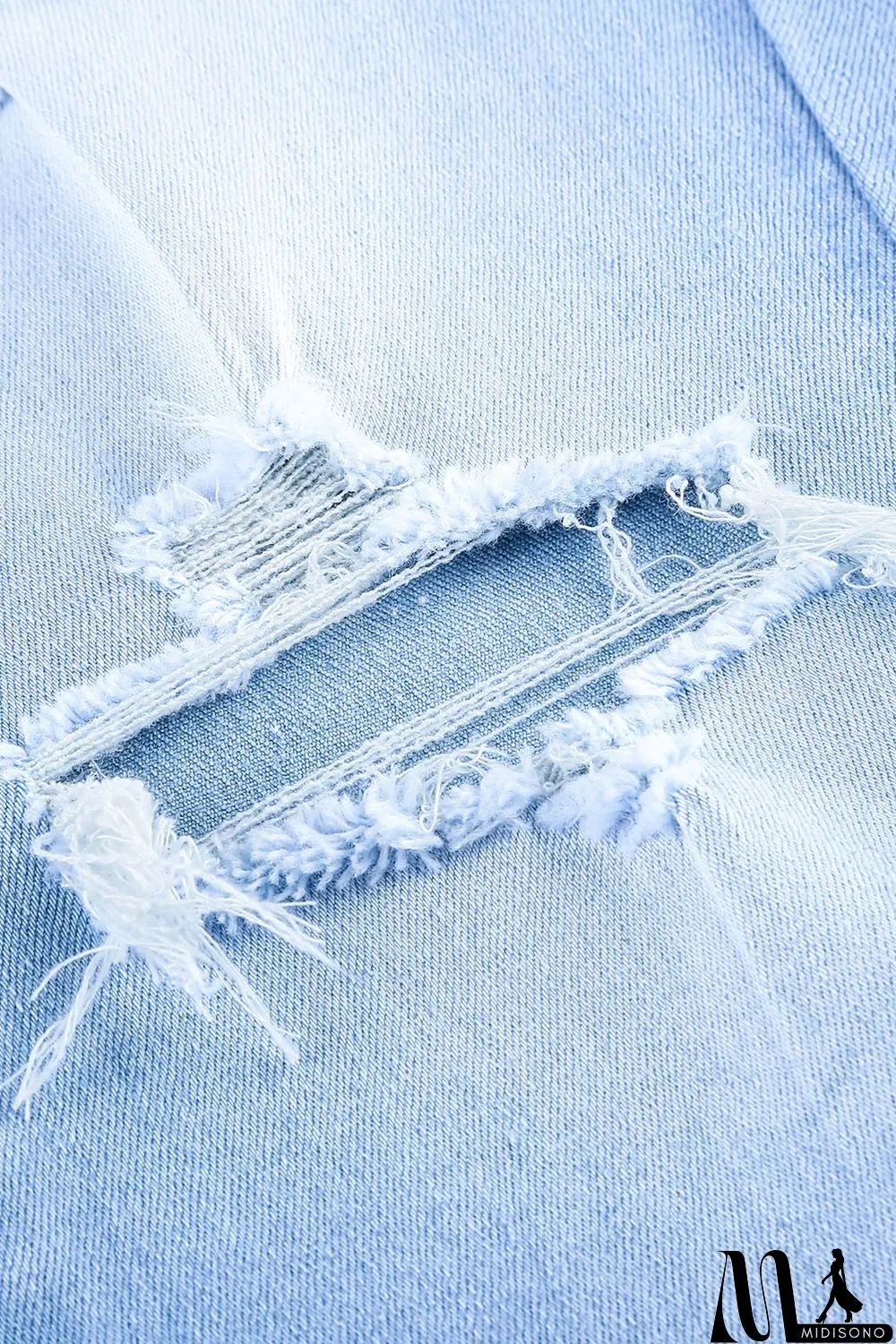 MidiSono - Blank Apparel - Light Blue Washed Ripped Jeans