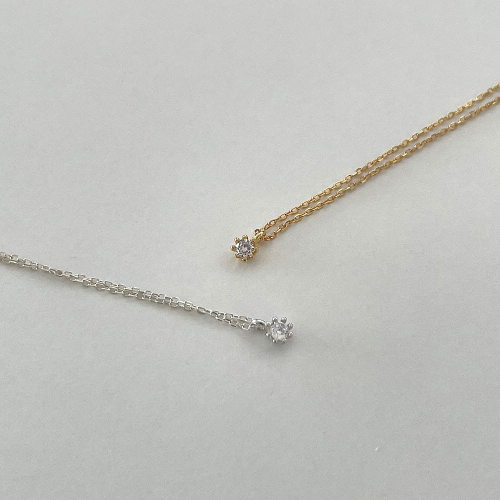 925 Sterling Silver Korean Tulip Geometric Silver Electroplating Necklaces