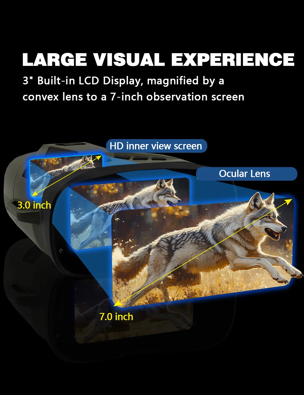 BEBANG 8X Night Vision Binoculars, 4K Infrared Night Vision Goggles with 3" IPS Screen, 984ft/300mm Night Vision and Day Range, 4000mAh Rechargeable Battery, 32GB