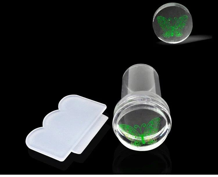 New Design Pure Clear Jelly Silicone Nail Art Stamper Scraper Transparent Nail Stamp Stamping Tools