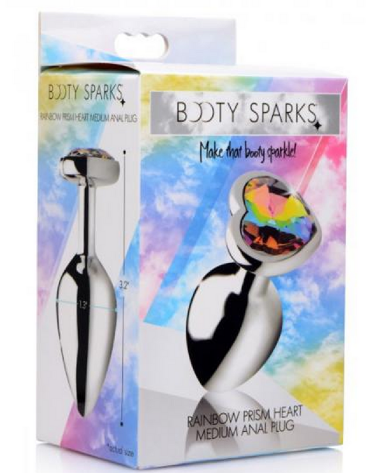 Pornhint Booty Sparks Rainbow Prism Heart Gem Anal Plug - Large