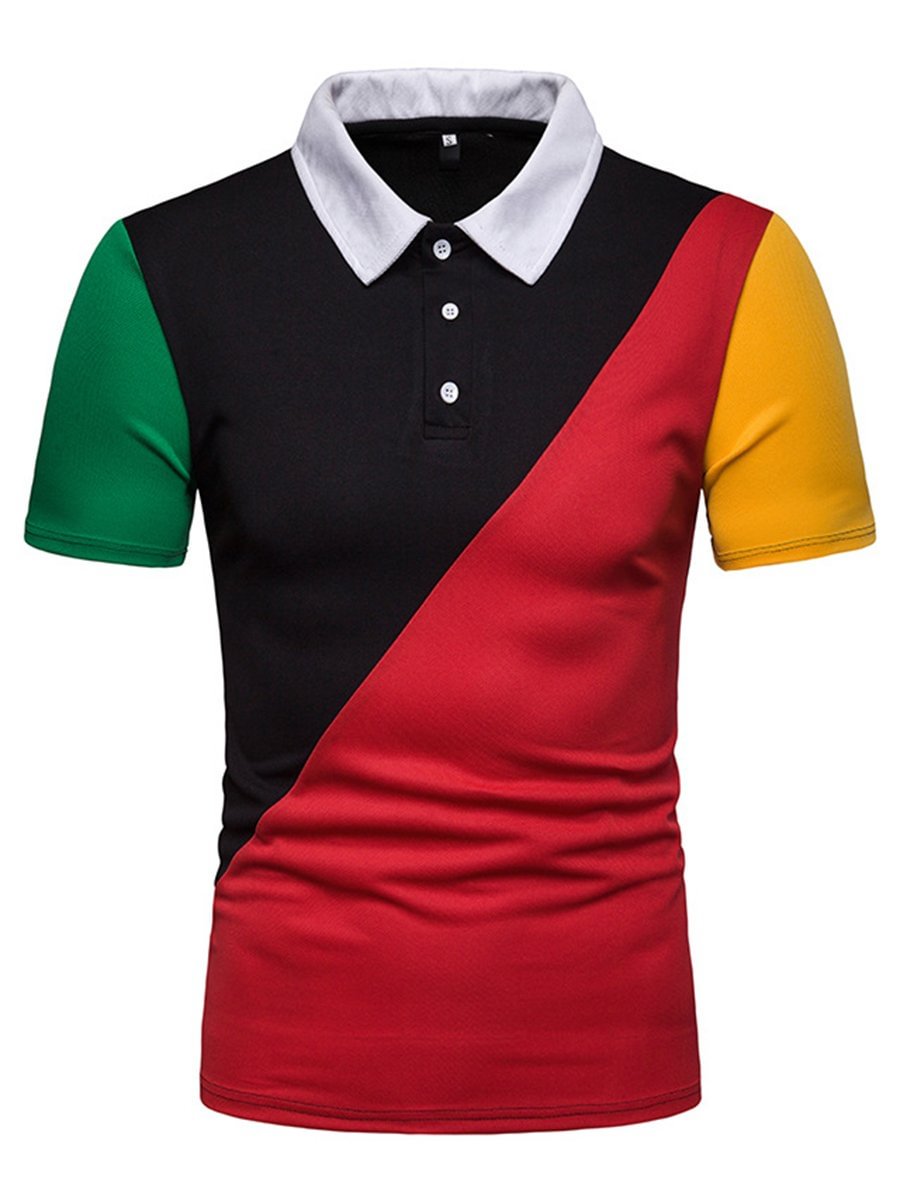 Men Spliced Casual Polo T-shirts