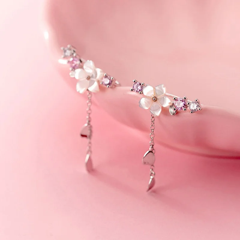 Sterling Silver Crystal Cherry Blossom Earrings