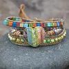 Colorful Multi Gemstone Crocheted Wristband Accessories